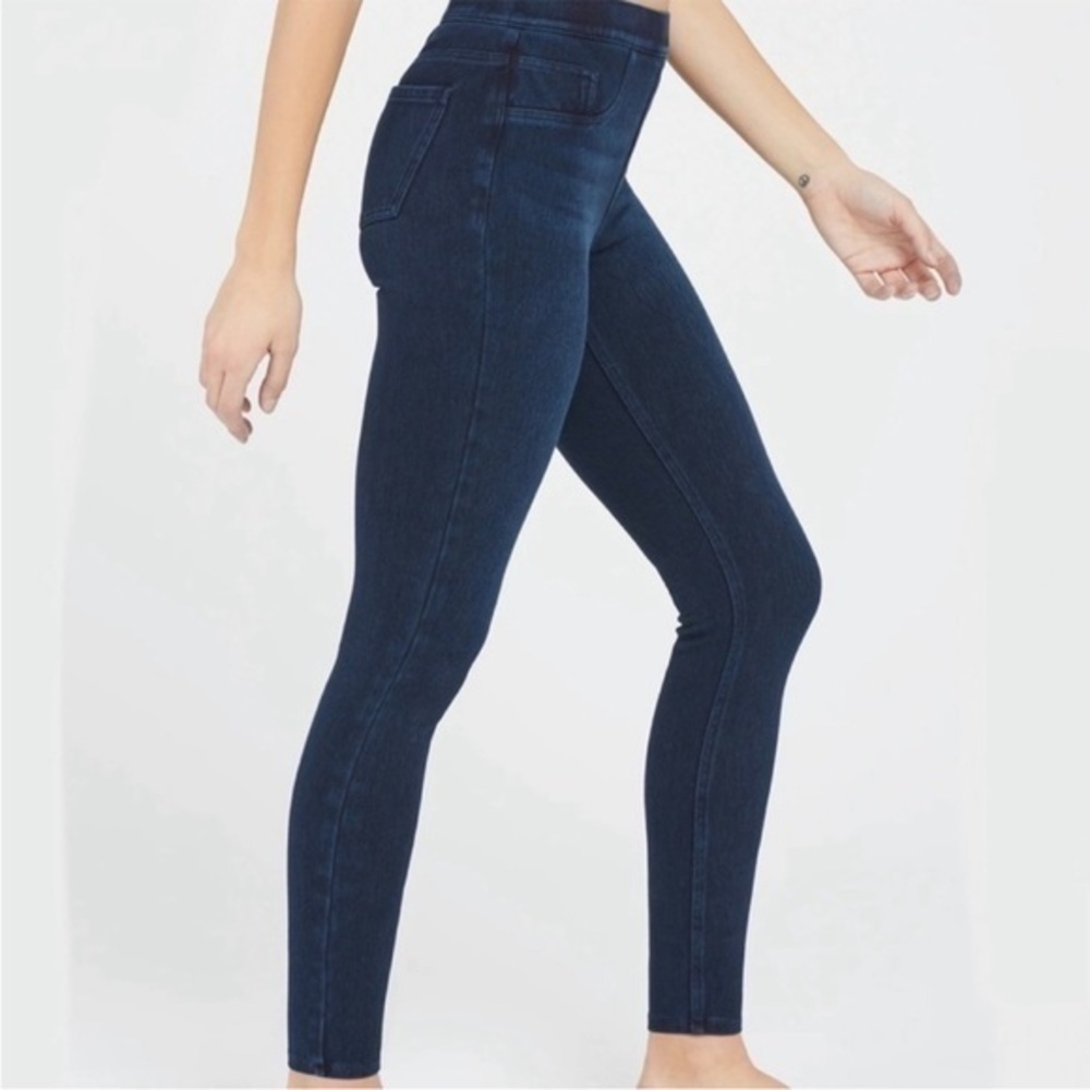 Spanx Blue Cotton Skinny Jeggings Pull on Jeans Jean-ish Ankle Leggings - Picture 5 of 9